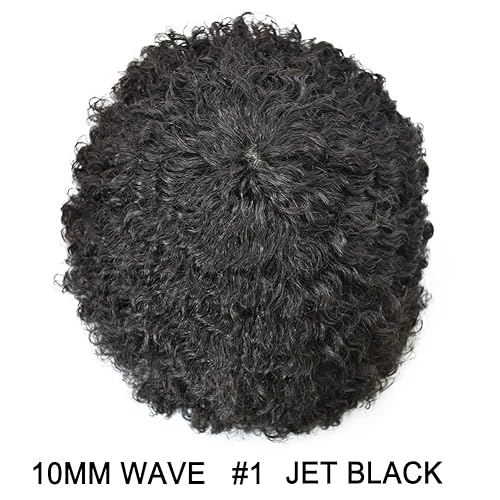 Miniatura 2 de Afro Toupee para hombres negros, piel de polietileno completa, onda de inyección de poliuretano, sistema de repuesto de cabello humano afroamericano