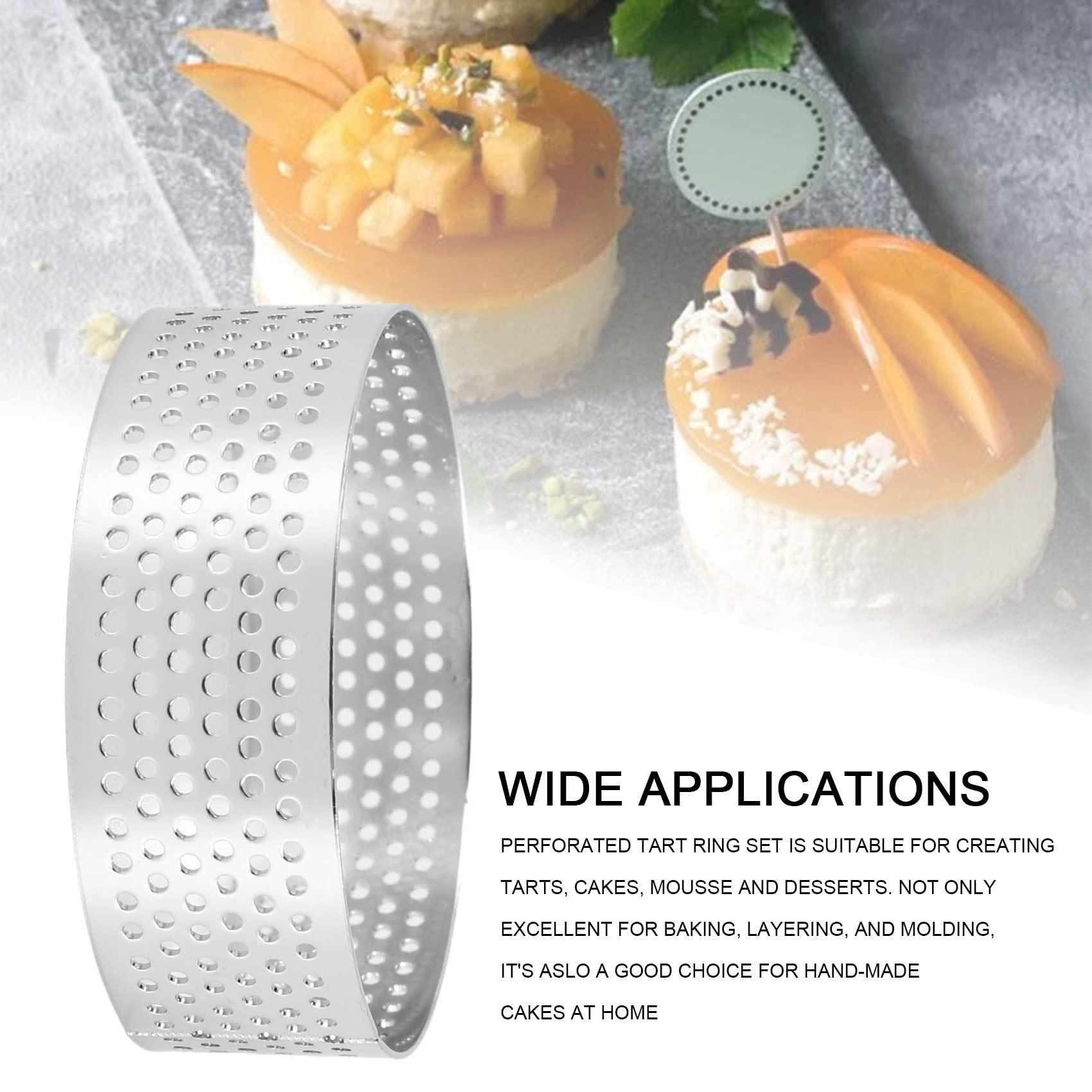 Moules à Dessert Ronds Acier Inoxydable - Lot De 10, Ø6 Cm - Perforés Pour Pâtisserie