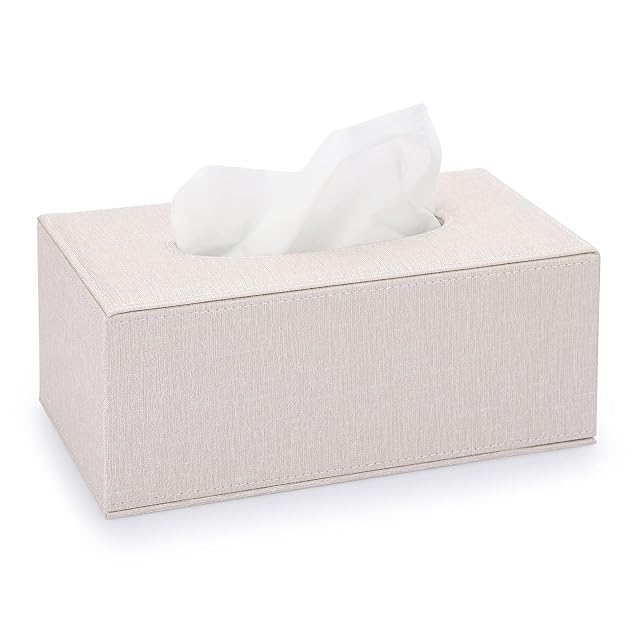 Sumnacon Tissue Box Cover Rectangle Linen Tissue Box Stylish Tissue Box Holder with Magnetic Bottom Decorative Tissue Cover