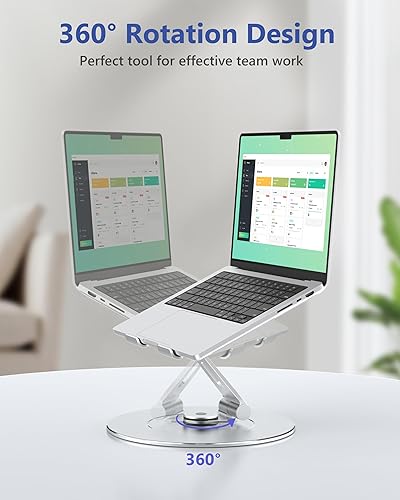 Miniatura 2 de Aluinum - Soporte de alta gama para computadora portátil con base giratoria 360, elevador ergonómico portátil para trabajo colaborativo, soporte