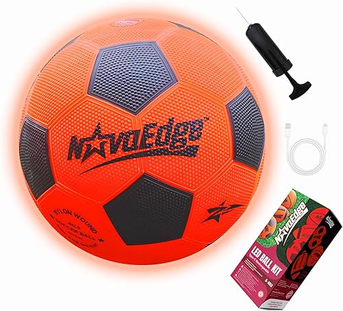 Glow in The Dark Sports Ball  USB-C Rechargeable LED Light-Up for Night, Regular Play by Day  Choose Football, Basketball or Soccer Ball  for Kids,