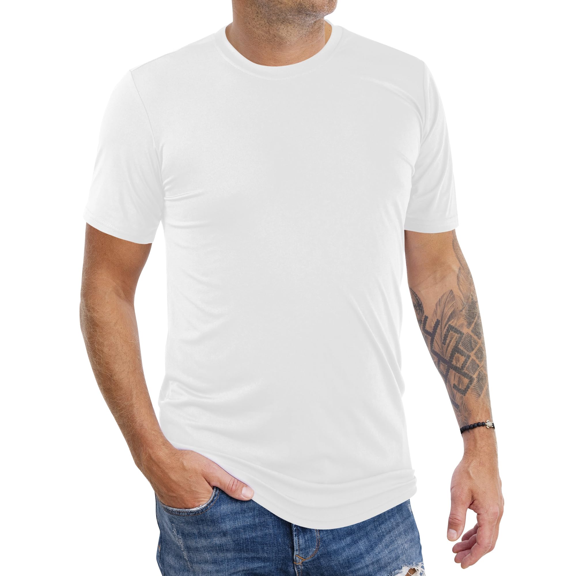 AJGAI2&5 Pack Men's Sports T Shirts,Crew Neck Breathable Quick-Dry Short Sleeve, Lightweight Gym Tee for Athletic Running Casual