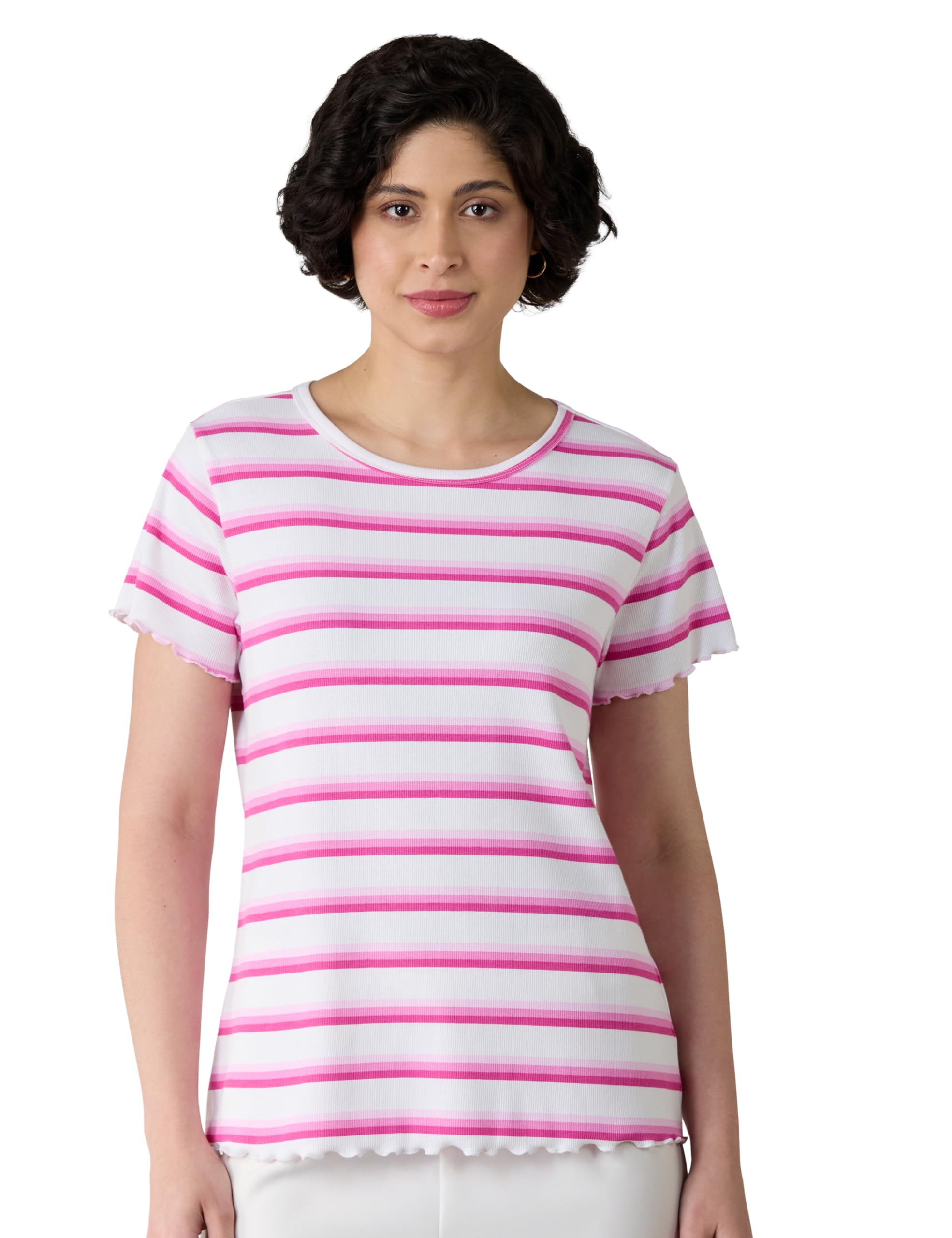 amazon brand - symbol Women Ribbed T-Shirt (Regular Fit | Printed) (Available in Plus Sizes)-picture-50