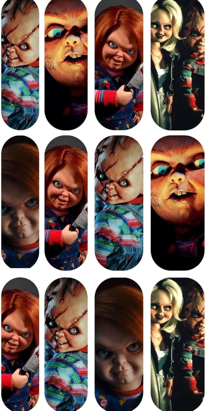 Halloween Nail Art Decals - Scary Movie Horror Decoration With Witches, Sugar Skulls, Cartoon, Corpes Bride, Chucky Doll - Holiday Waterslide Nail Supplies Transfer (6)