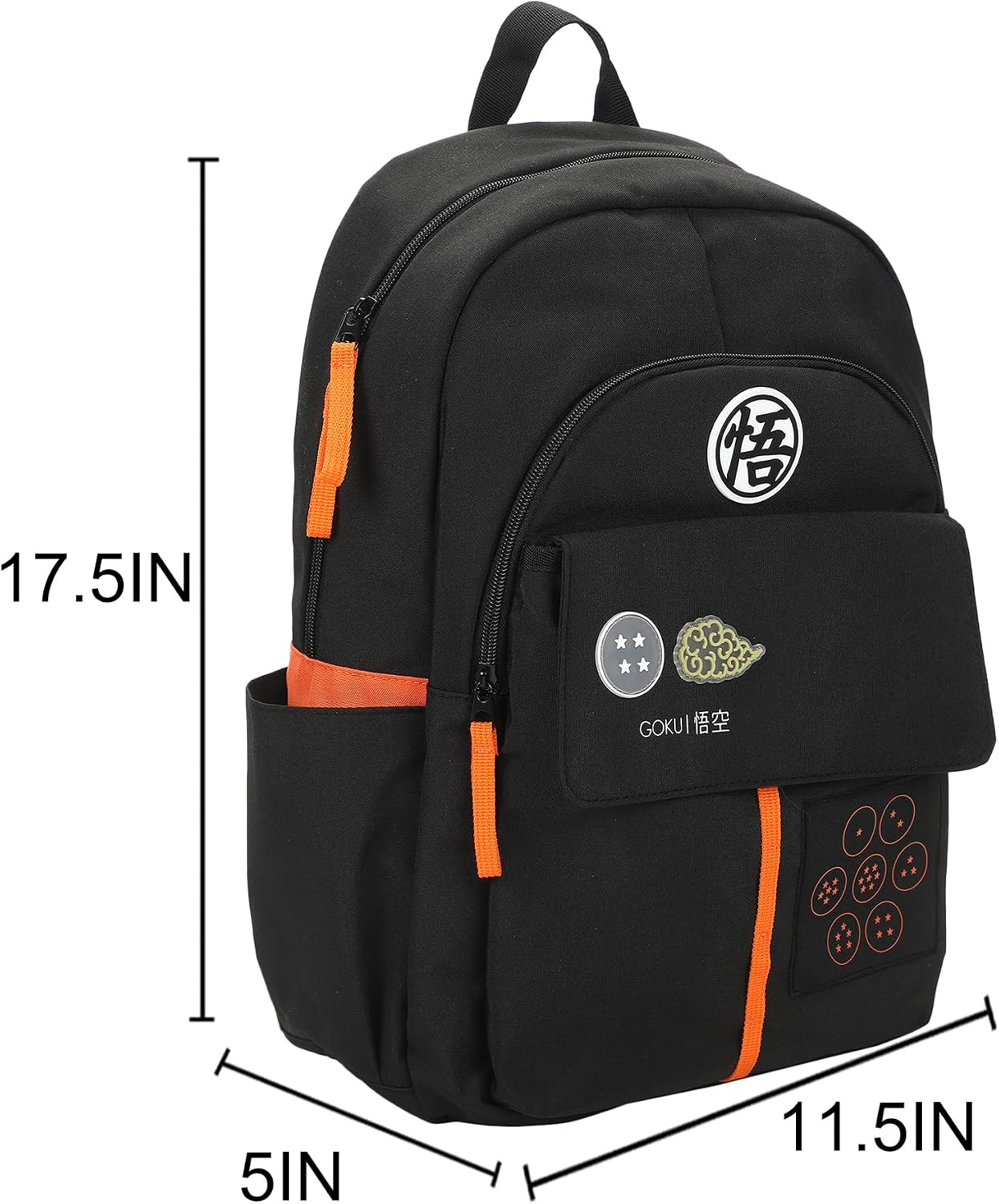 Bioworld Dragon Ball Z Goku Symbols Black 17.5” Adult Commuter Backpack