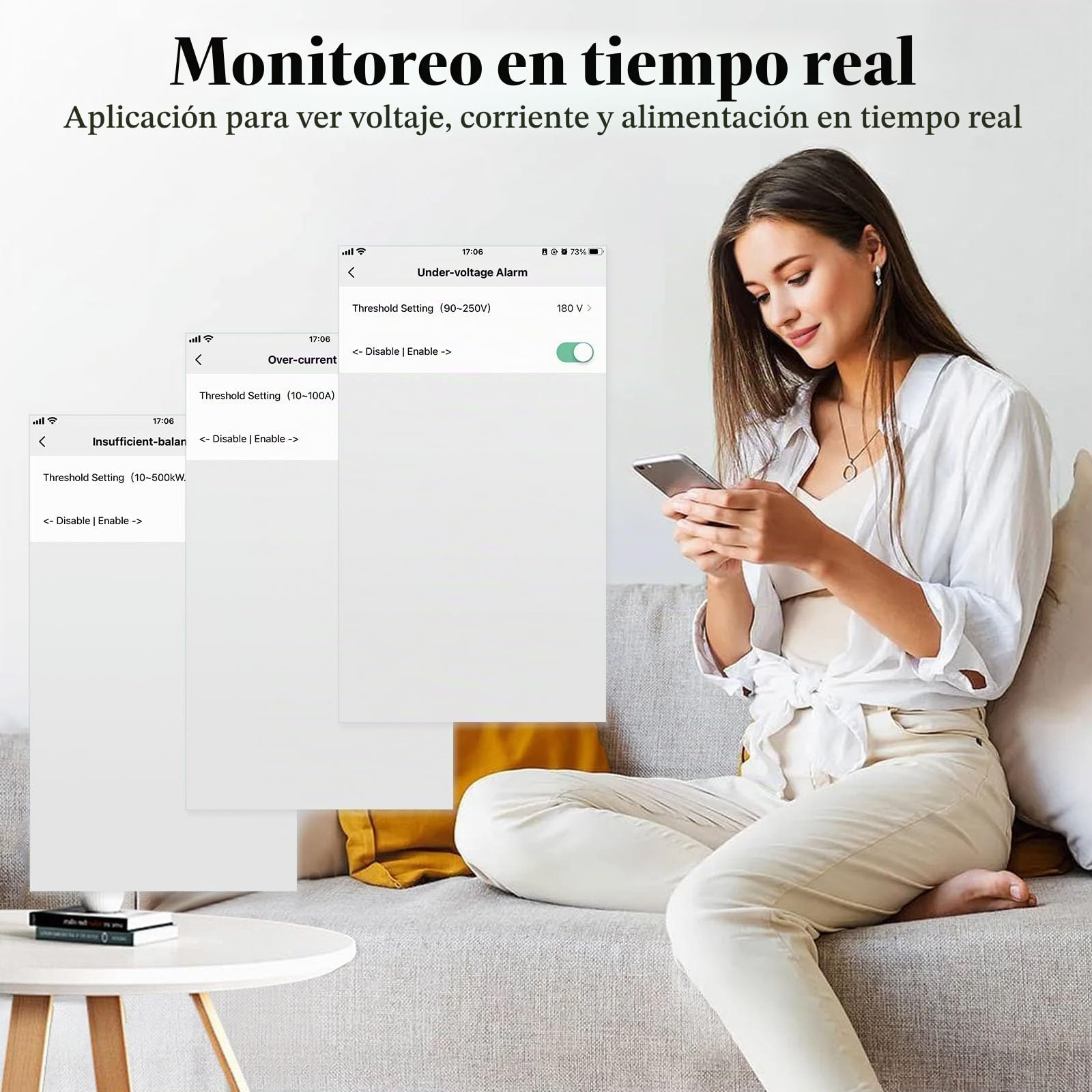 eMylo Medidor de Energía WiFi Inteligente Trifásico, Contador Digital LCD para Riel DIN, Monitor de Consumo Eléctrico 80A 230-400V, Control Remoto por App, Compatible con Alexa y Google Assistant