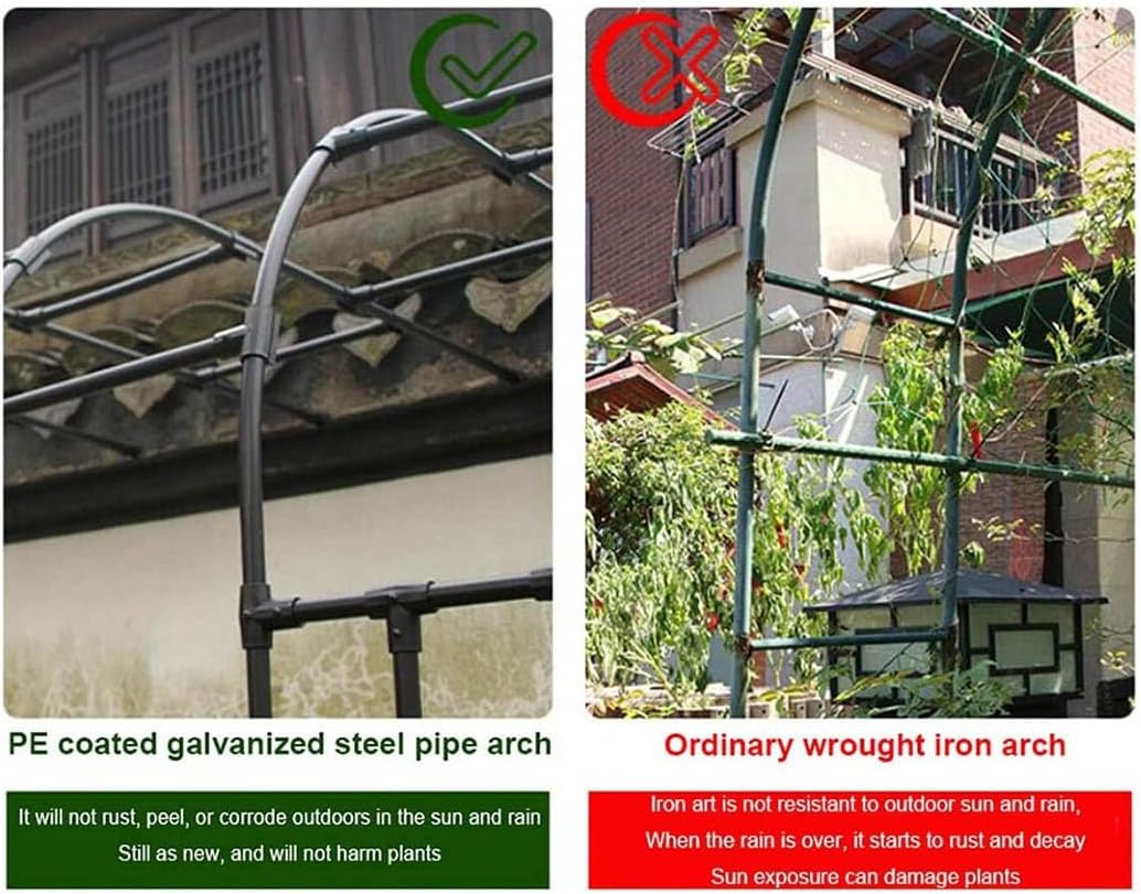 7.9Ft Half-Side Garden Arch Trellis, Metal Steel Pipe Arbour Trellis Archway, Half Side Wall Pergola Arch, PE Coated Outdoor Rose Plants Support Stand (Size : 60x240x45cm(2x7.9x1.5ft))