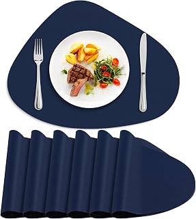 Faux Leather Placemats Set of 6, Wipeable & Washable Table Mats