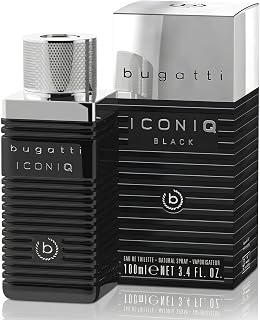 bugatti Perfume para hombre Iconiq Black 100 ml I Holzig-ambrit-scharfes Men Perfume con complejas notas de cardamomo, sándalo, lavanda y ámbar I markant Dark Eau de Toilette Hombre Perfume