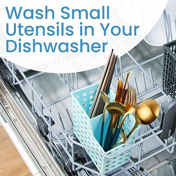 Impresa Straw & Chopstick Dishwasher Basket - Effortless Wash & Dry Chopstick Holder - Secure Clean Flow & Dishwasher Straw Holder for Compact Storage - Blue