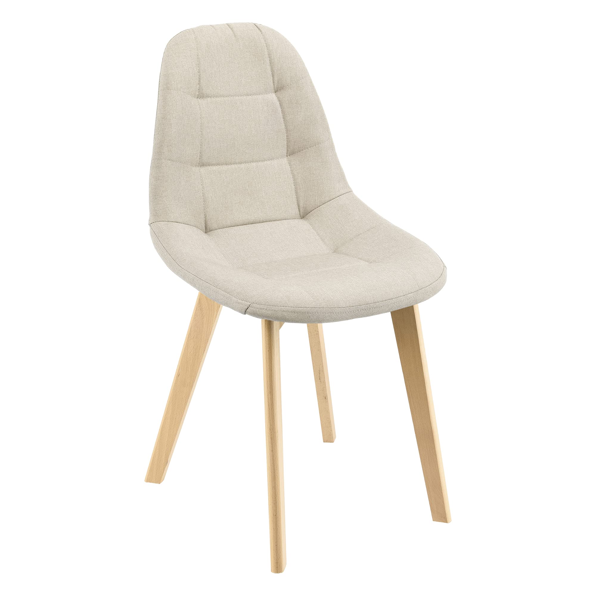 [en.casa] Set de 2 Sillas de Diseño Kopparberg 86 x 53 x 47 cm Sillas de Comedor Cocina Salón Asiento Tapizado Cómodo para Oficina Patas de Haya Beige