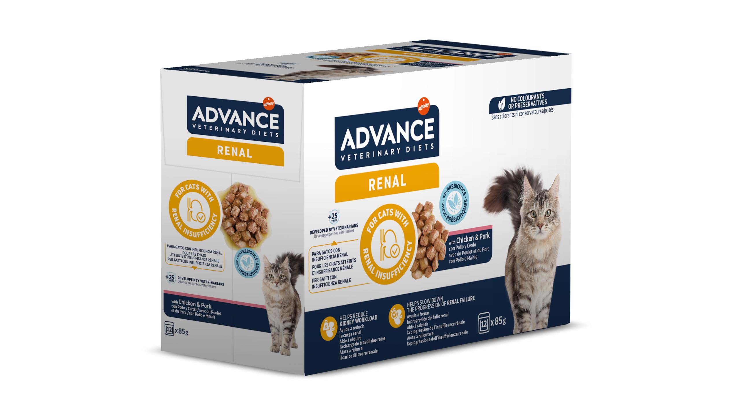 Advance Veterinary Diets Feline Renal | Wet food for Adult Cats in Pouches | Glomerular hypertension, Structural kidney lesions | Case 12 x 85g