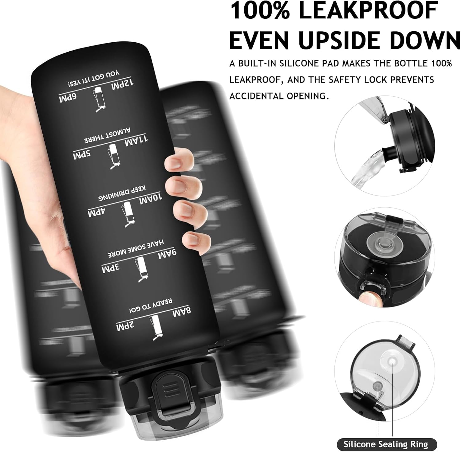 Large Drinking Bottle, 1.5 L BPA-Free Drinking Bottle, Bicycle Water Bottle, Leak-Proof, Suitable for Carbonated Drinks, Sports Water Bottle for Bike, Fitness, Outdoor