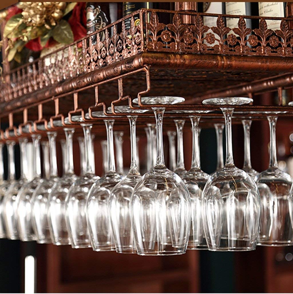 Weinregal, Metall-Kelchhalter, europäisches Retro-Design, umgekehrtes Flaschenregal für Bar und Restaurant, Maße: 120 x 35 cm