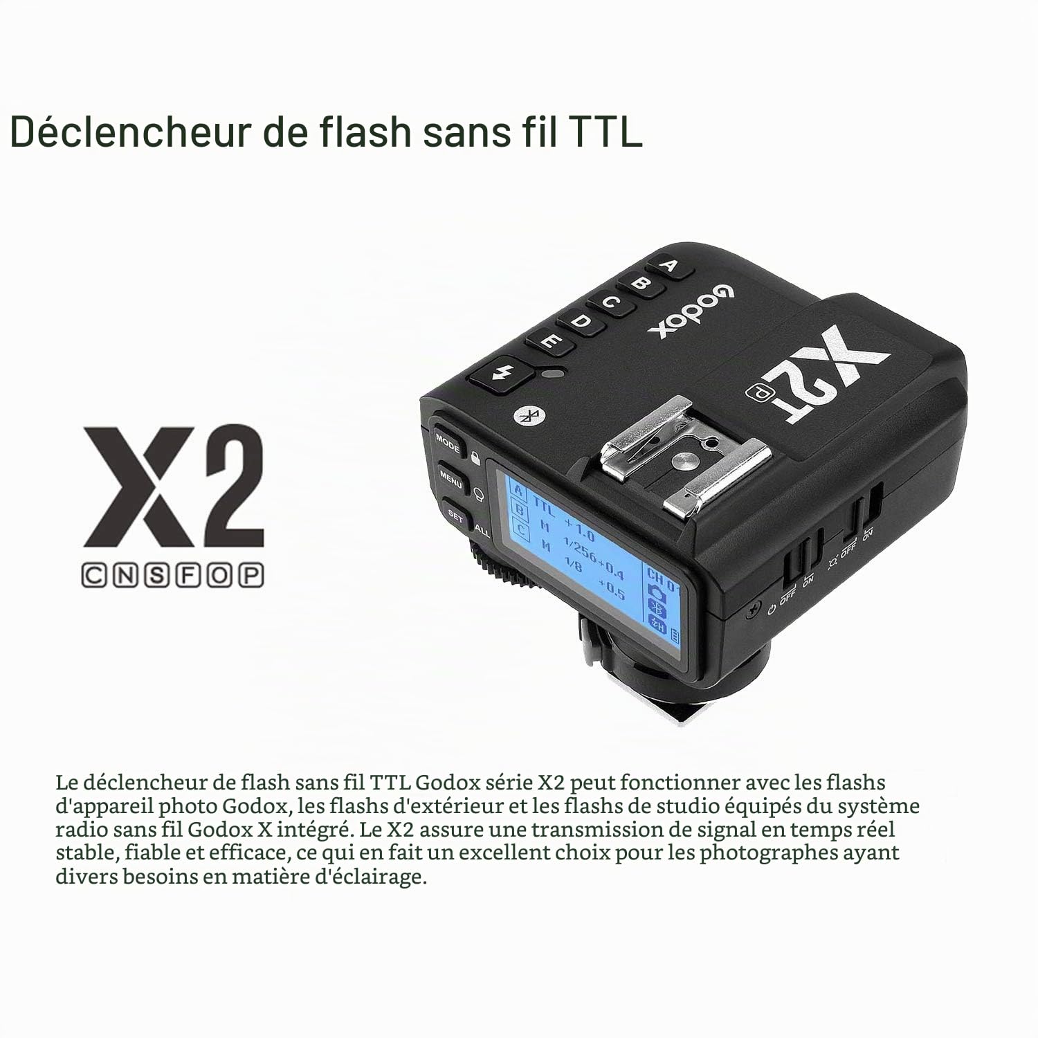Godox X2T-P TTL Déclencheur de flash sans fil pour Pentax, fonction 1/8000s HSS , 5 boutons de groupe dédiés et 3 boutons de fonction pour un réglage rapide