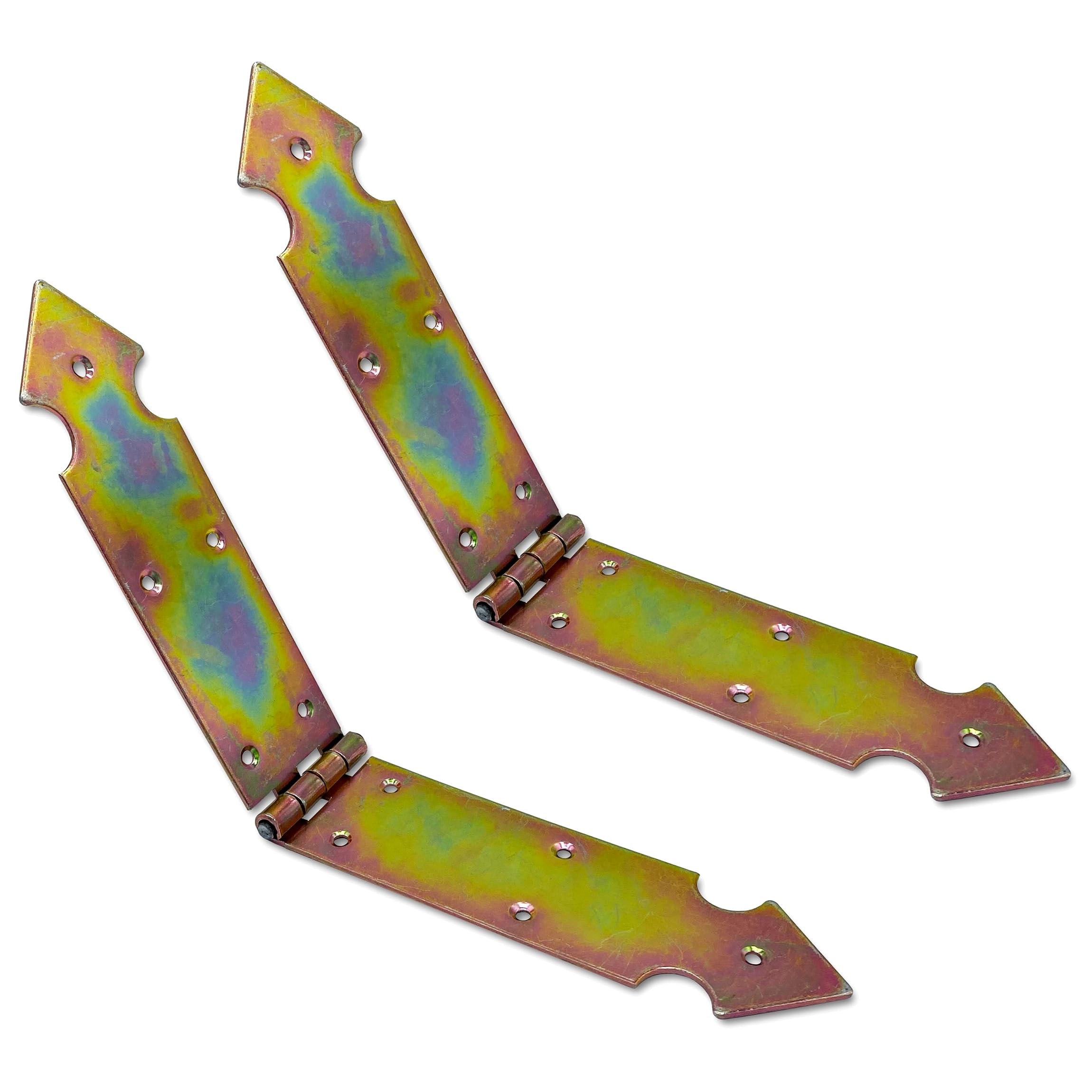 Soladirect Gold Pack Of 2 X Heavy Duty Strap Hinges 350 X 50 Mm - Decorative Strap Hinges - 2 Mm Thick Galvanised Steel, Rust-Resistant - Gate/Shed Door Hinges - Weatherproof, Ideal For Barn, Garage, Garden Gates