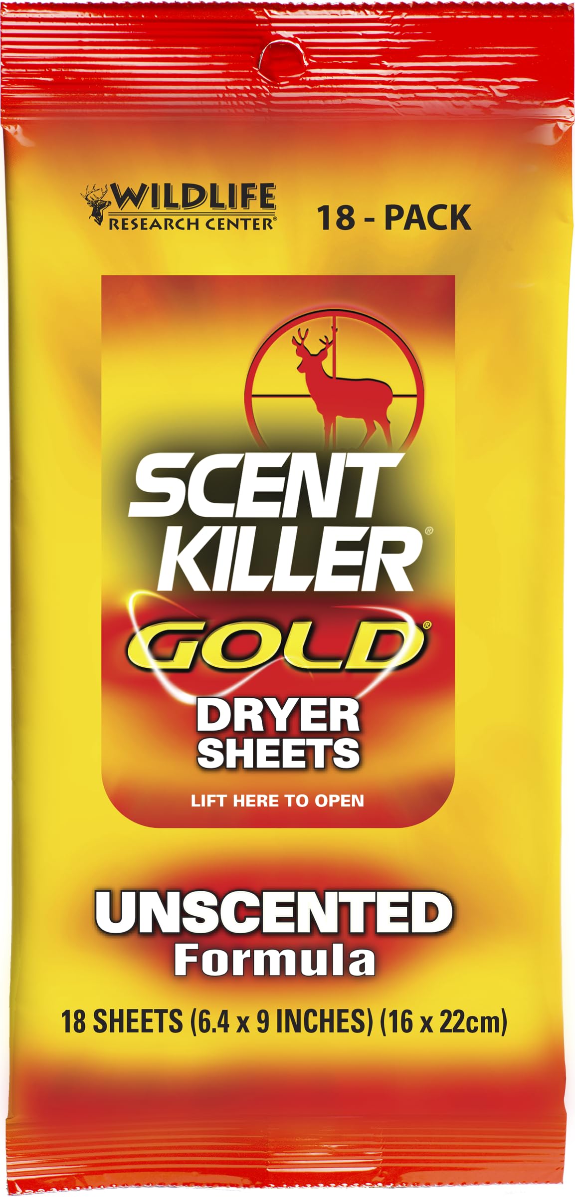 Wildlife Research Scent Killer Gold Dryer Sheets (Unscented) 18 Count (Pack of 1)
