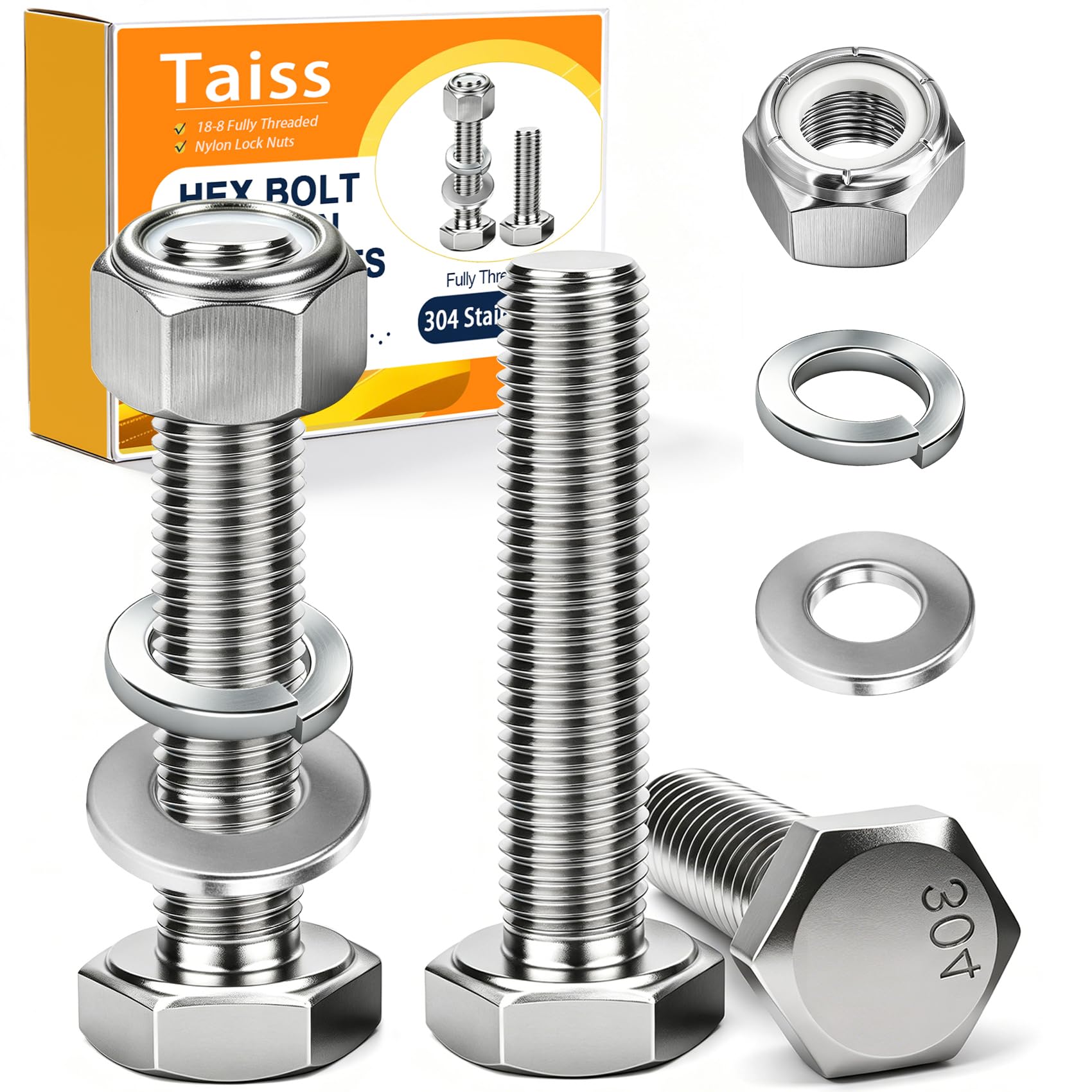 Taiss 760PCS 304 Stainless Steel Hex Bolts Kit,1/4-20 5/16-18 3/8-16 1/2-13 — Amazon image 20