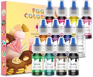 Nomeca 12 Colors Food Coloring Set - Vibrant Liquid Food Colors Frosting Dye Tasteless for Baking, Cake Decorating, Cookin...