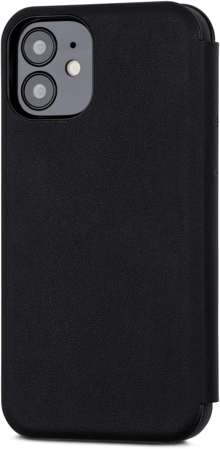 CASEZA iPhone 12 Mini Flip Case Black Dublin PU Leather Case - Vegan Wallet Book Folio Cover for theiPhone 12 Mini (5.4") - Ultra Thin