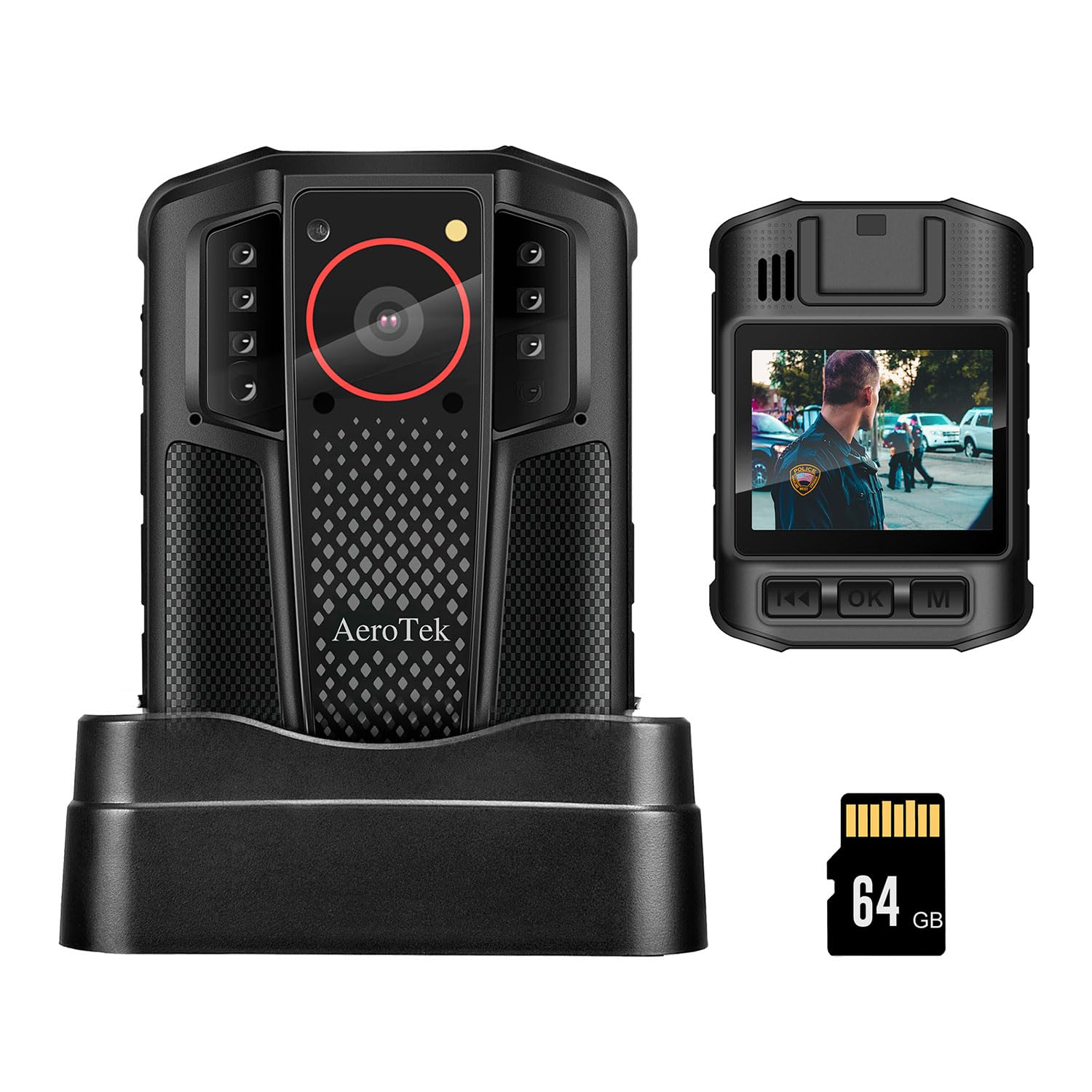 AeroTek Mini 4K Body Camera with Audio and Video Recording, GPS Bodycam with Ultra Infrared Night Vision and Fast Charging for Police, Law Enforcement