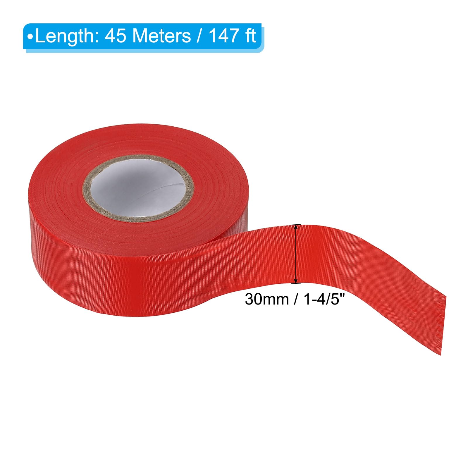 PATIKIL Nastro Segnaletico 3cm x 45m, PVC Non-adesivo Neon Marcatura Nastro Plastica per Albero Sondaggio Confini Esterni Sentiero 4pz, Rosso