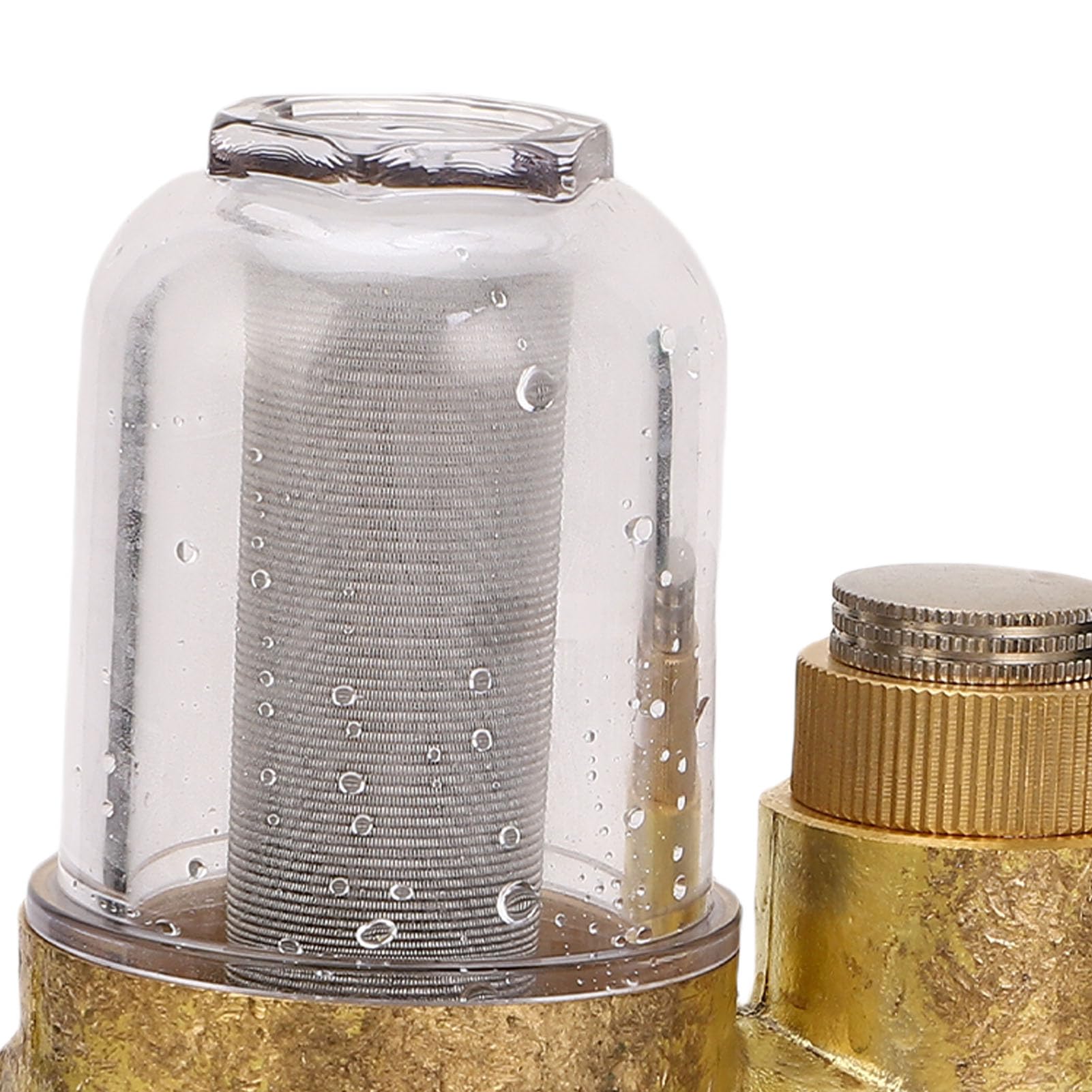 Válvula reguladora de presión de agua SustVita, cuerpo de latón DN15 de 1/2 pulgada, con filtro autolimpiante de 40 μm y manómetro para línea de agua residencial principal (1/2 pulgada (DN15))