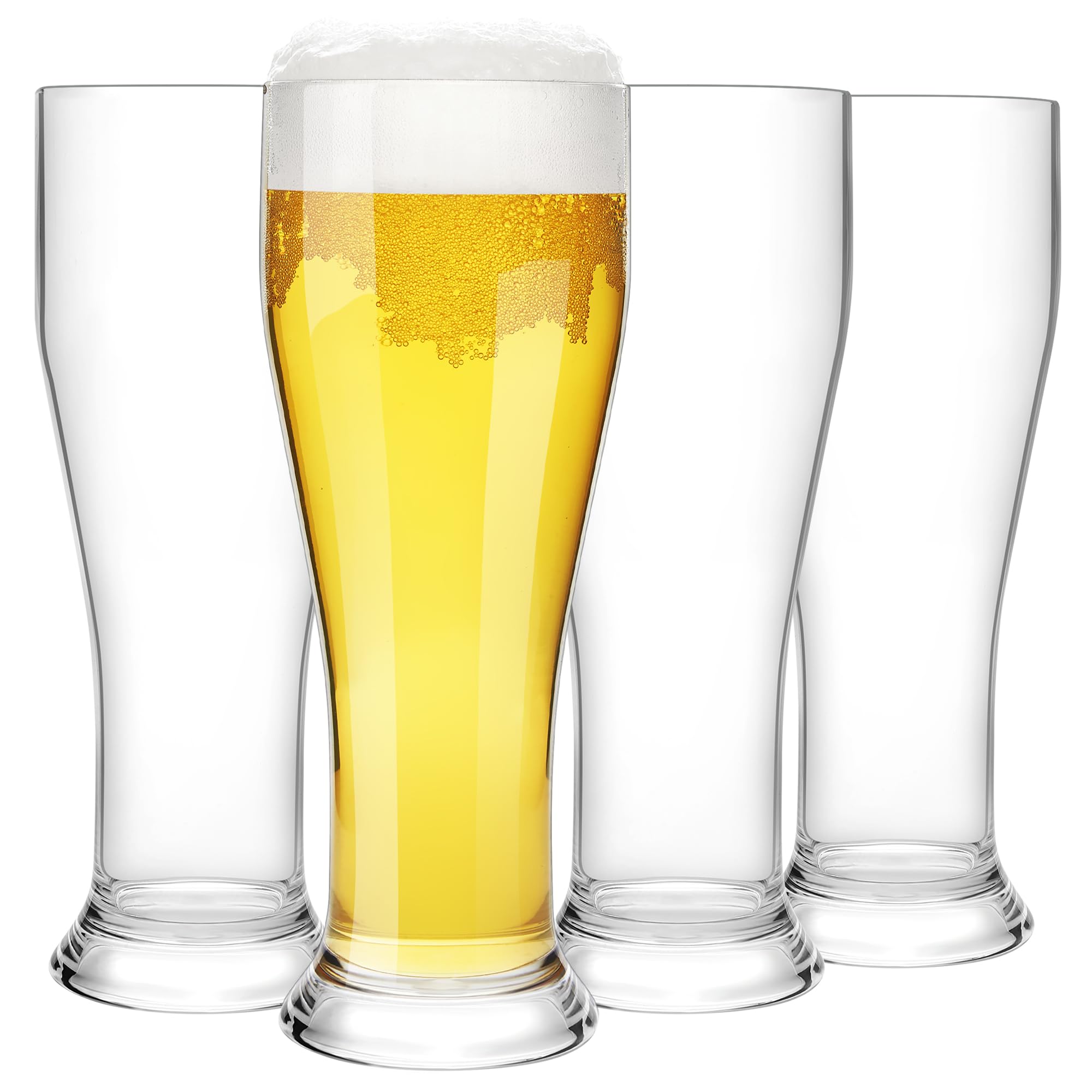 HAHASHOW Unzerbrechlich Biergläser, 480ml Tritan-Kunststoff Weizenbiergläser, Bierglas fur Camping Party, Wasserbecher 4er Set
