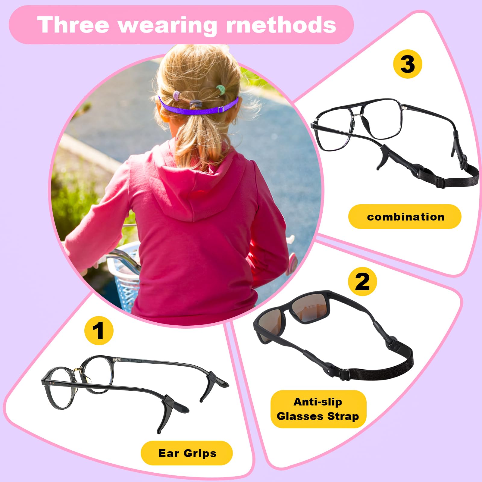 SMARTTOP Correa ajustable para gafas, paquete de 6 correas sin cola, retenedor de gafas deportivo, unisex, soporte para gafas de sol