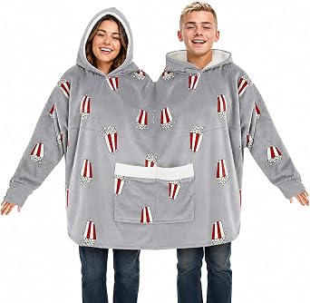 Two Person Hoodie Matching Couples Pajamas Funny Double Onesies Flannel Blanket Sweatshirt for Adult Bf and Gf