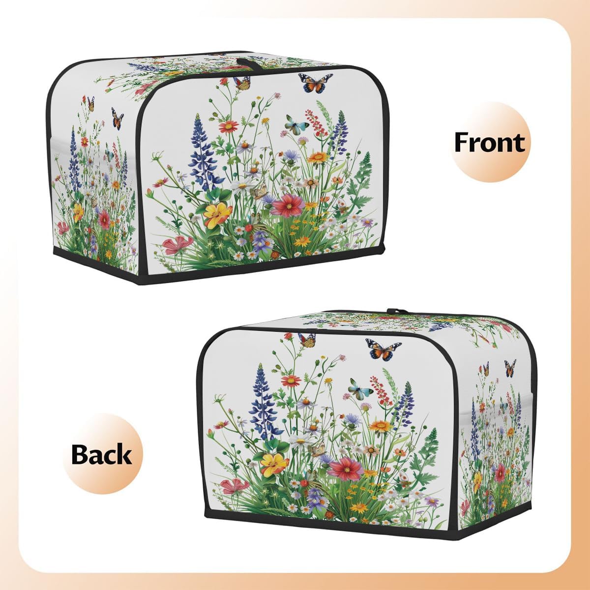 2 Slice Flowers Grass Toaster Cover Bread Maker Cover For Kitchen image 3