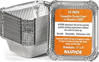 NUPICK 35-Pack 62007 Drip Pans Compatible for Napoleon Prestige I, Prestige II, Prestige V, Prestige PRO, Rogue, Mirage, and Ultra Chef Grills, Grill Replacement Grease Trays