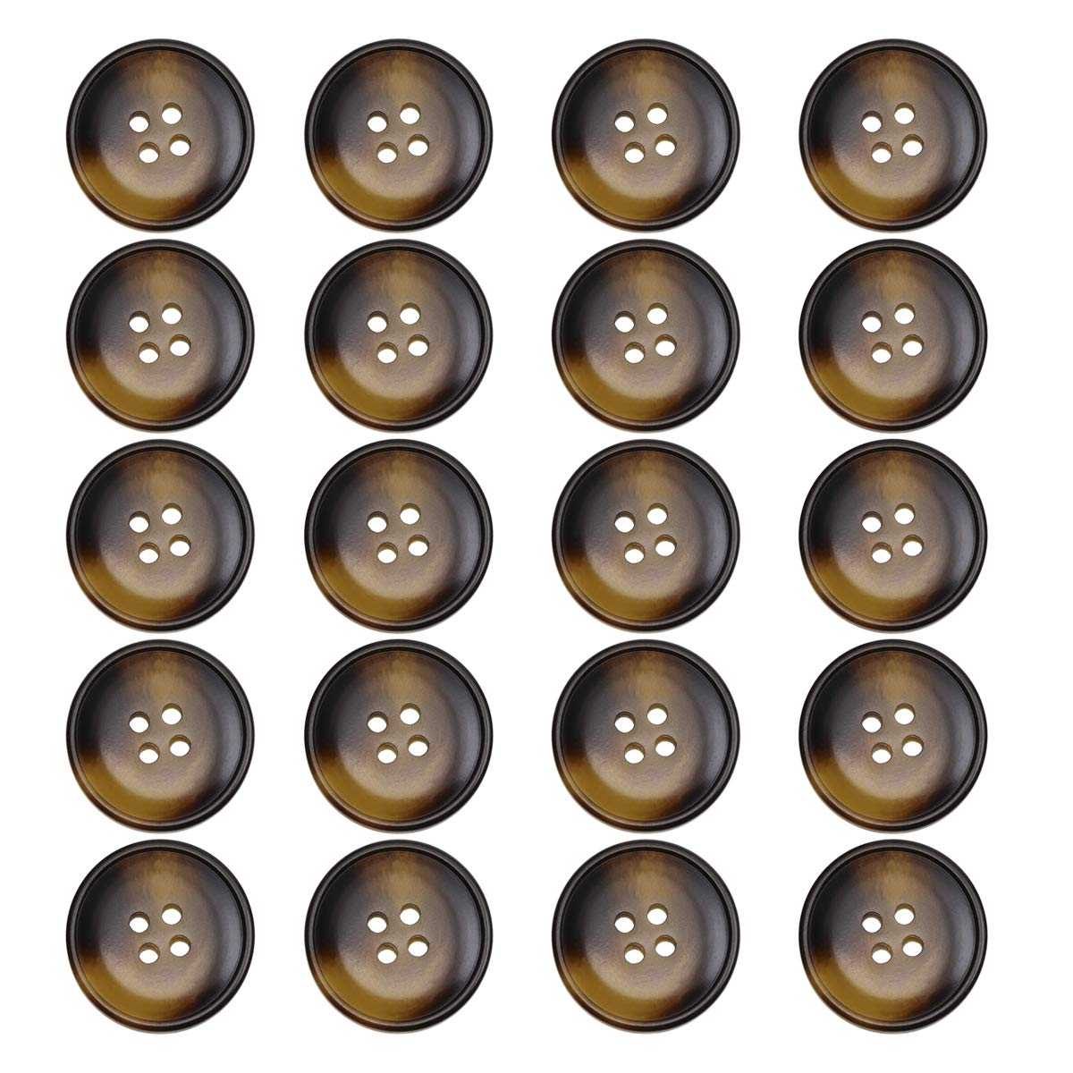 Resin Sewing Buttons, 20Pcs Dark Resin Sewing Buttons with 4 Holes (Dark Brown)