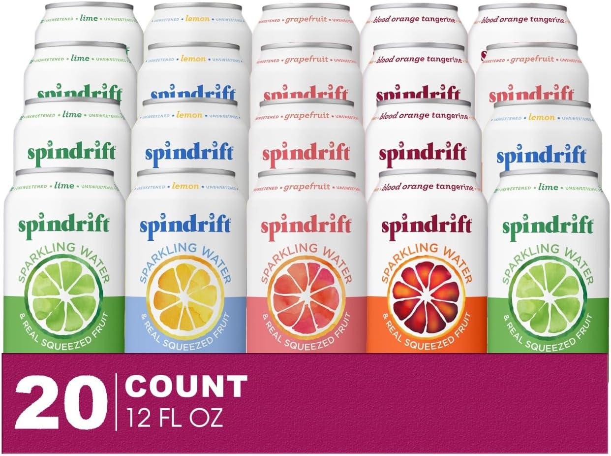 Spindrift Citrus Collection 20- Pack of Sparkling Water & Real Squeezed Fruit 12 fl oz Can