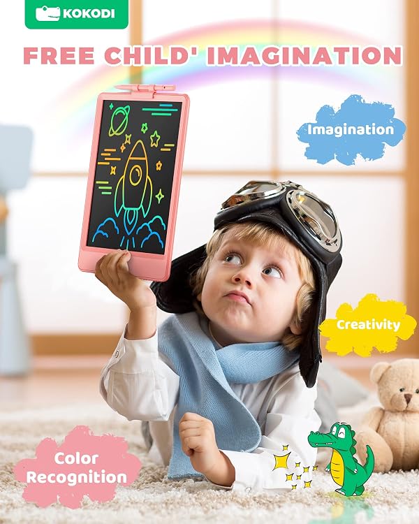 KOKODI LCD Writing Tablet, 8.5 Inch Toddler Doodle Board Drawing Tablet, Erasable Reusable Electronic Drawing Pads, Educational and Learning Toy for 3-8 Years Old Boy and Girls (Pink) by KOKODI - Image 3
