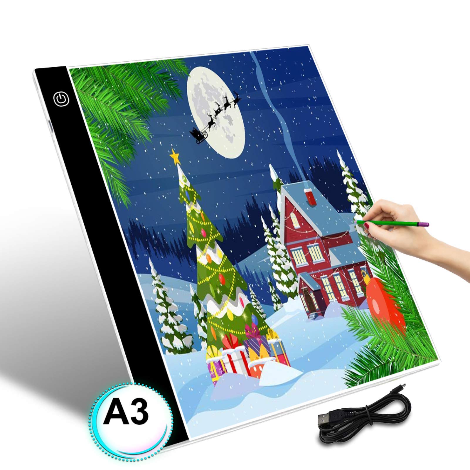 GEMITTO A3 LED Light Box, A3 Diamond Board, Adjustable Brightness Large