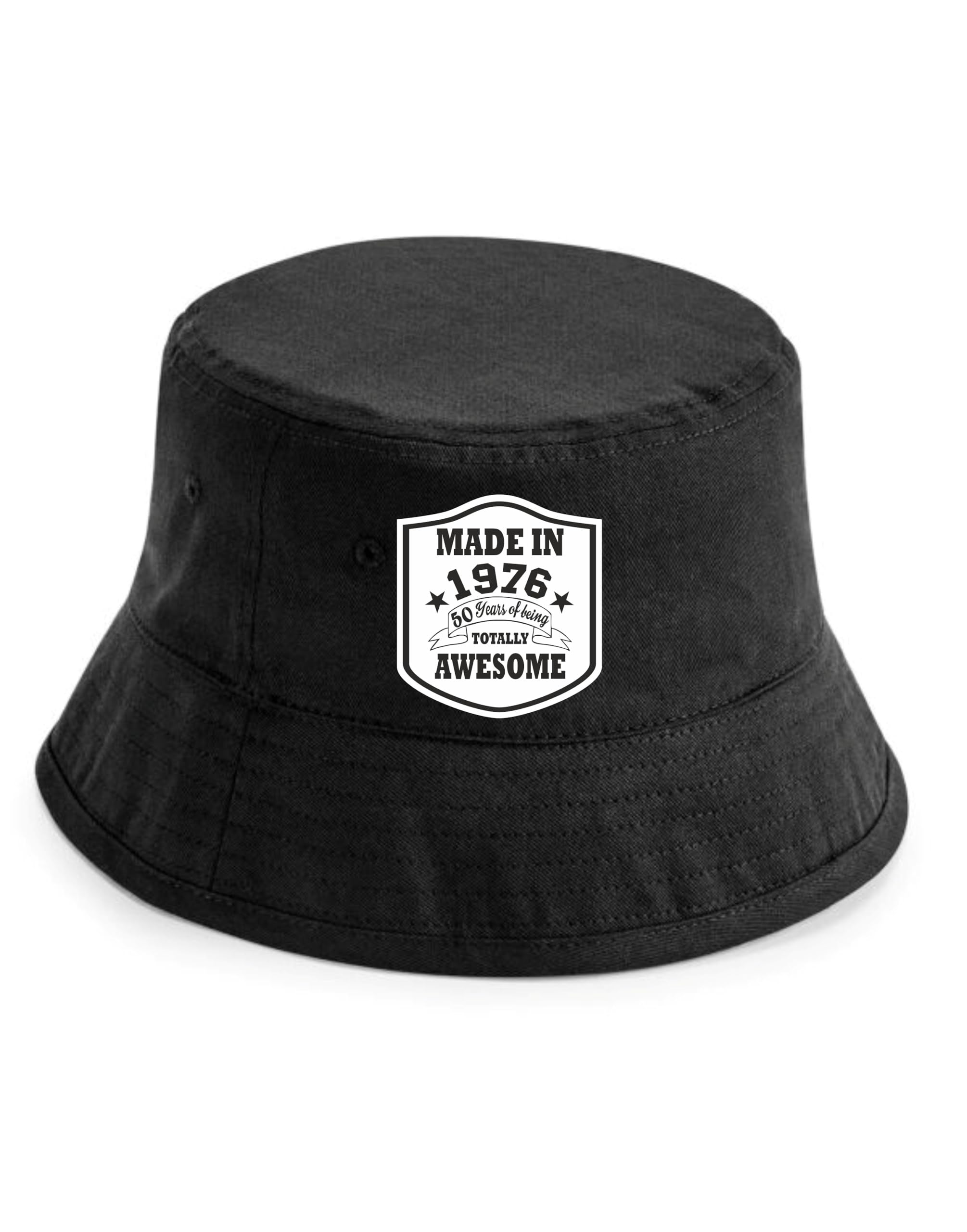 Print4U Totally Awesome Made in 1976 Bucket Hat 50th Birthday Age 50 Men Ladies Black SM
