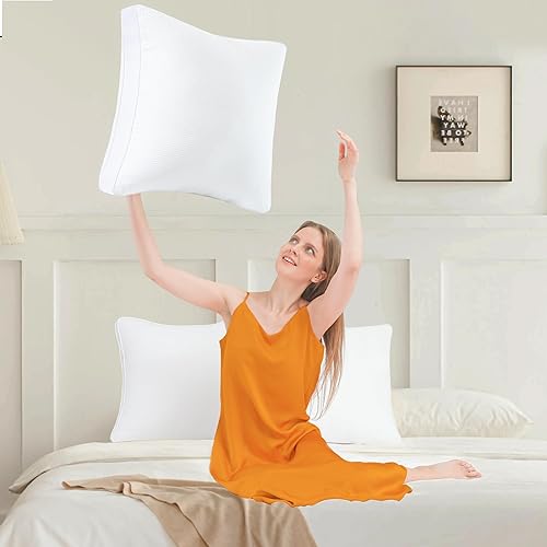 Miniatura 5 de Juego de 2 rellenos de almohadas de 18 x 18 pulgadas, almohadas de 18 pulgadas, rellenos de almohada alternativos de plumón de alta calidad,