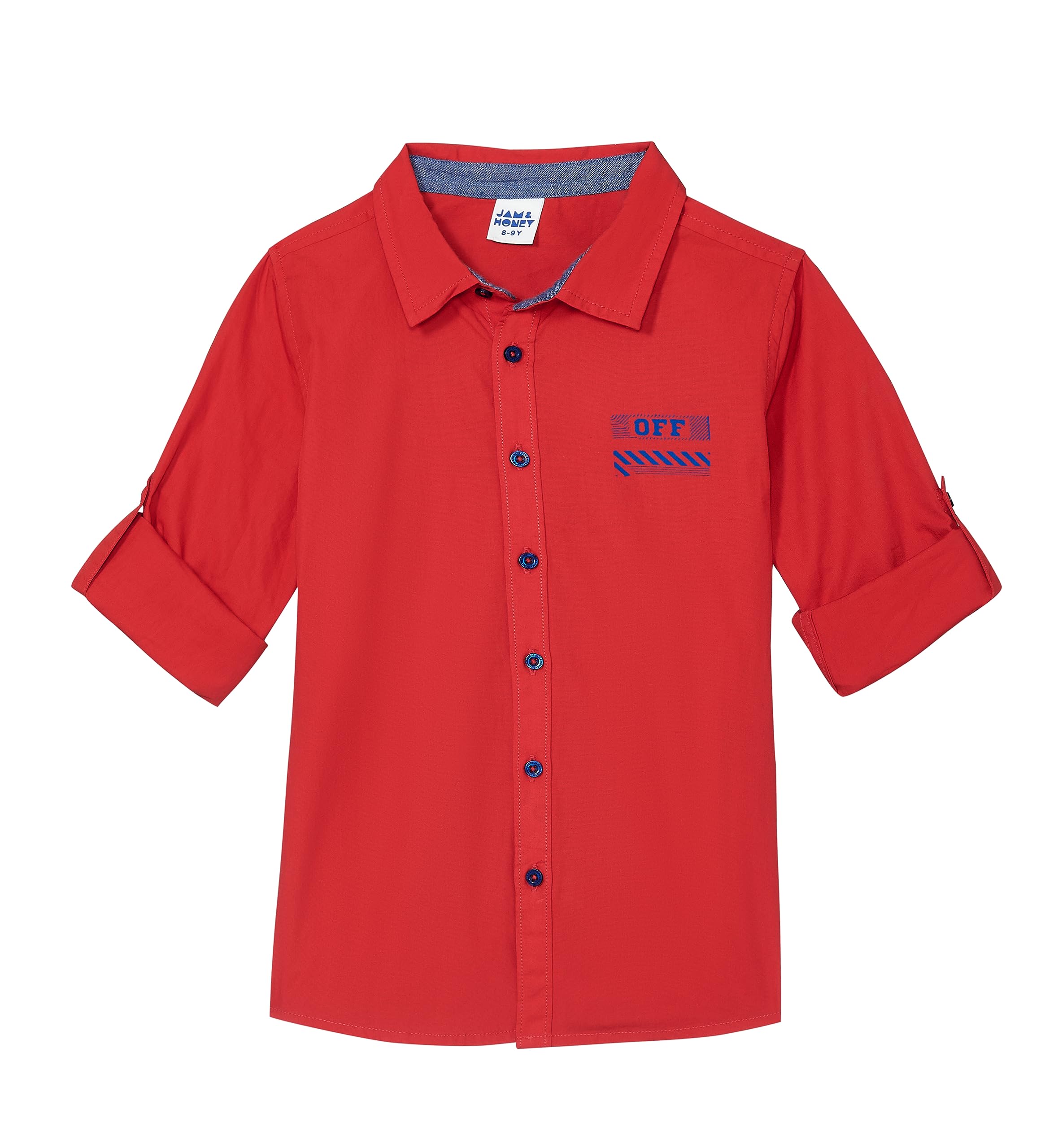 Amazon Brand - Jam & Honey Boy's Solid Regular Fit Shirt