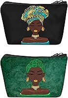 Vista 1 de Bolsa de maquillaje Melanin para mujer, bolsa de cosméticos impresa portátil, bolsa de aseo de viaje, bolsa organizadora de maquillaje para mujeres
