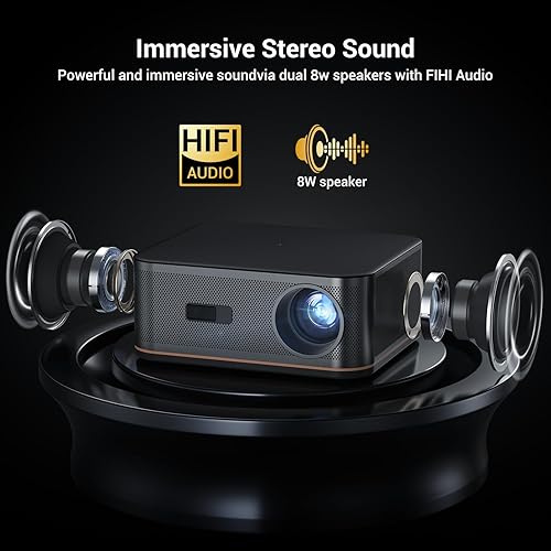 Miniatura 6 de Proyector 4K Full HD de alto brillo con WiFi y Bluetooth, cine en casa de película HAPPRUN con enfoque automático, pantalla de 300 pulgadas para
