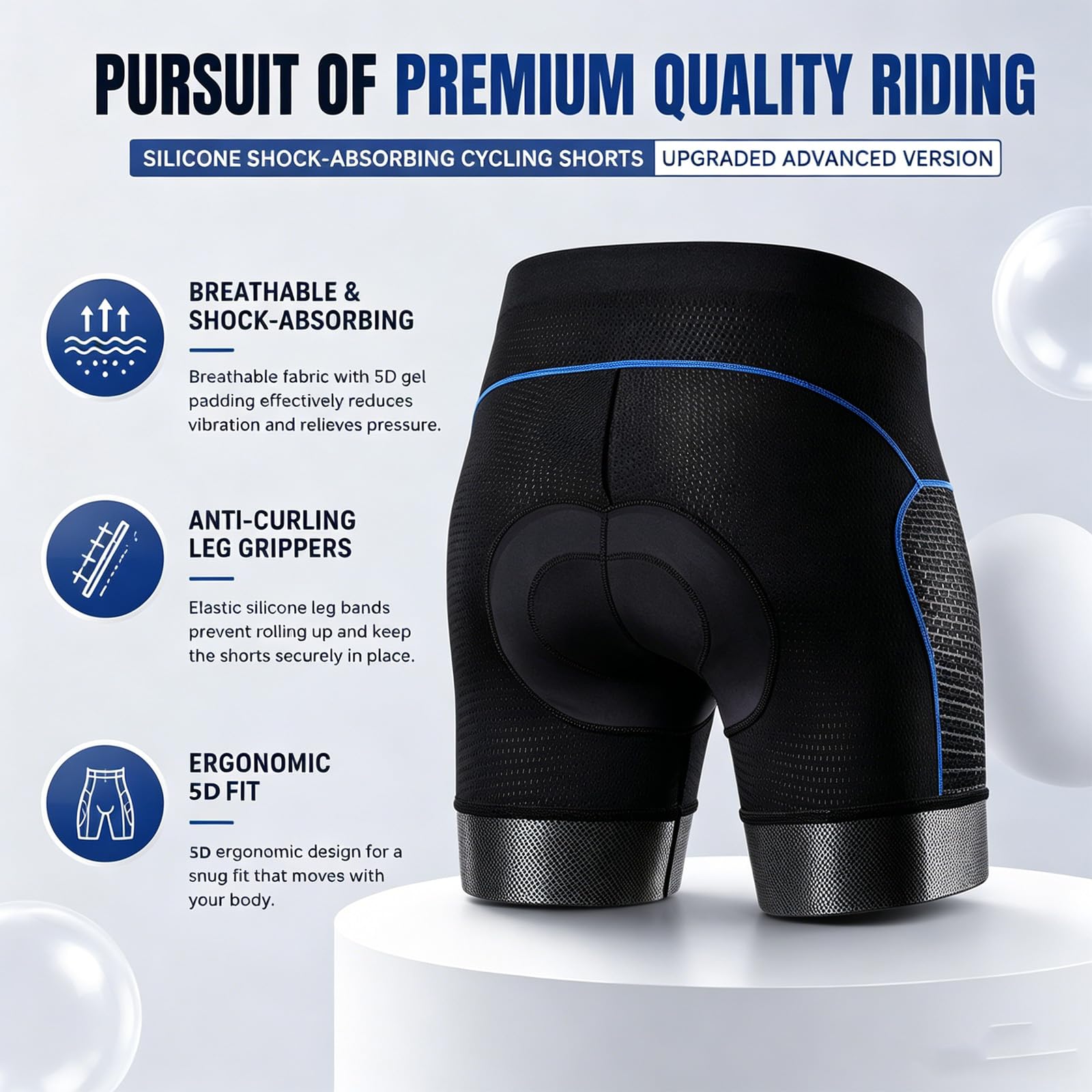 Pantaloncini da Ciclismo Larghi Uomo con Imbottitura Silicone 5D, Intimo Bici Rete Traspirante, Fodera MTB Antiscivolo per Mountain Bike Strada Spinning Moto