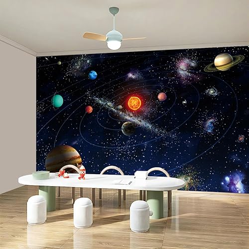 Miniatura 2 de WFBHUA - Papel tapiz de galaxia para habitación de niños, papel tapiz de planetas cósmicos para decoración de habitación de niños (no se puede