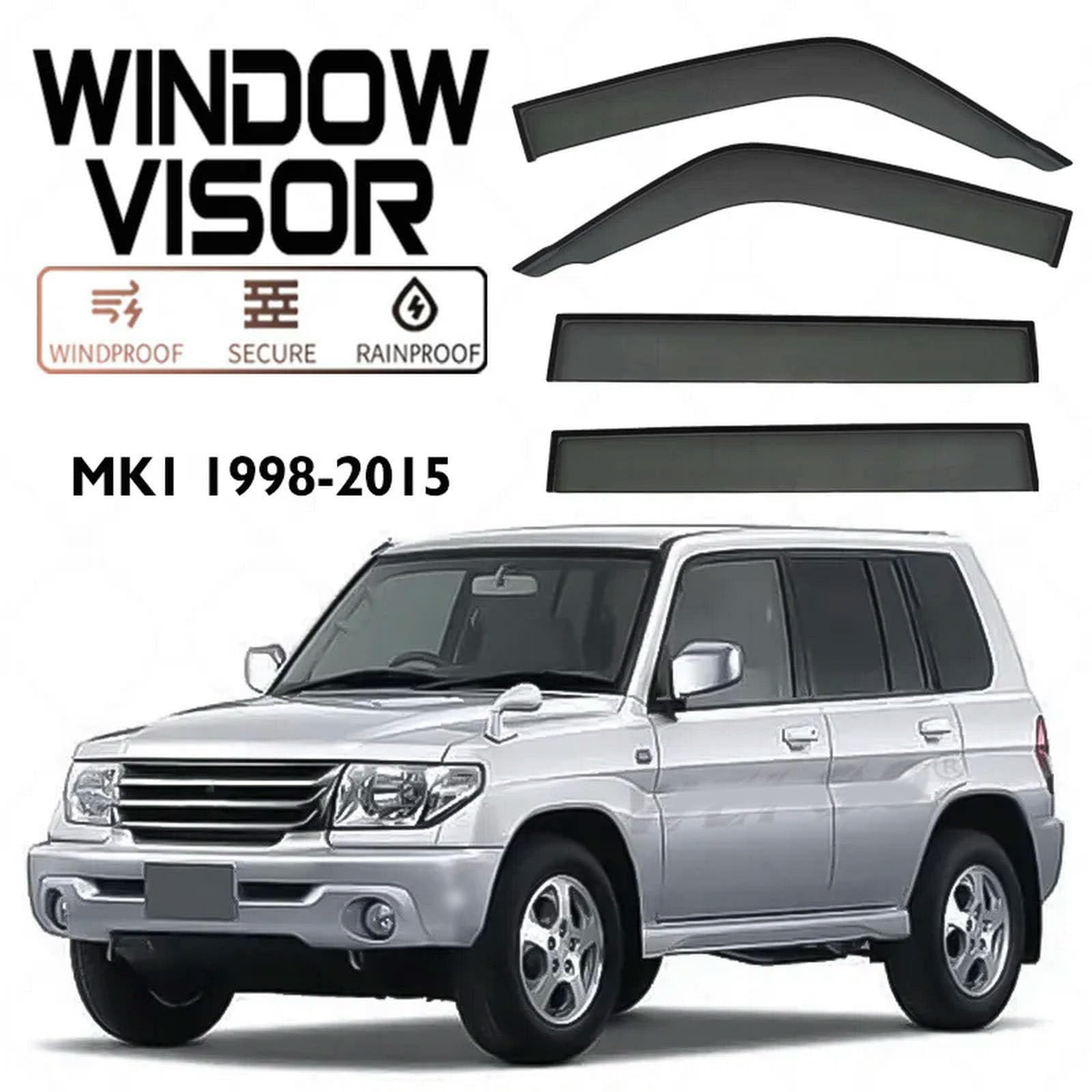 Osłony przeciwdeszczowe,osłony okienne,osłony przeciwwietrzne,osłony okienne,deflektory,osłony do Mitsubishi Pajero Pinin MK11998-2015