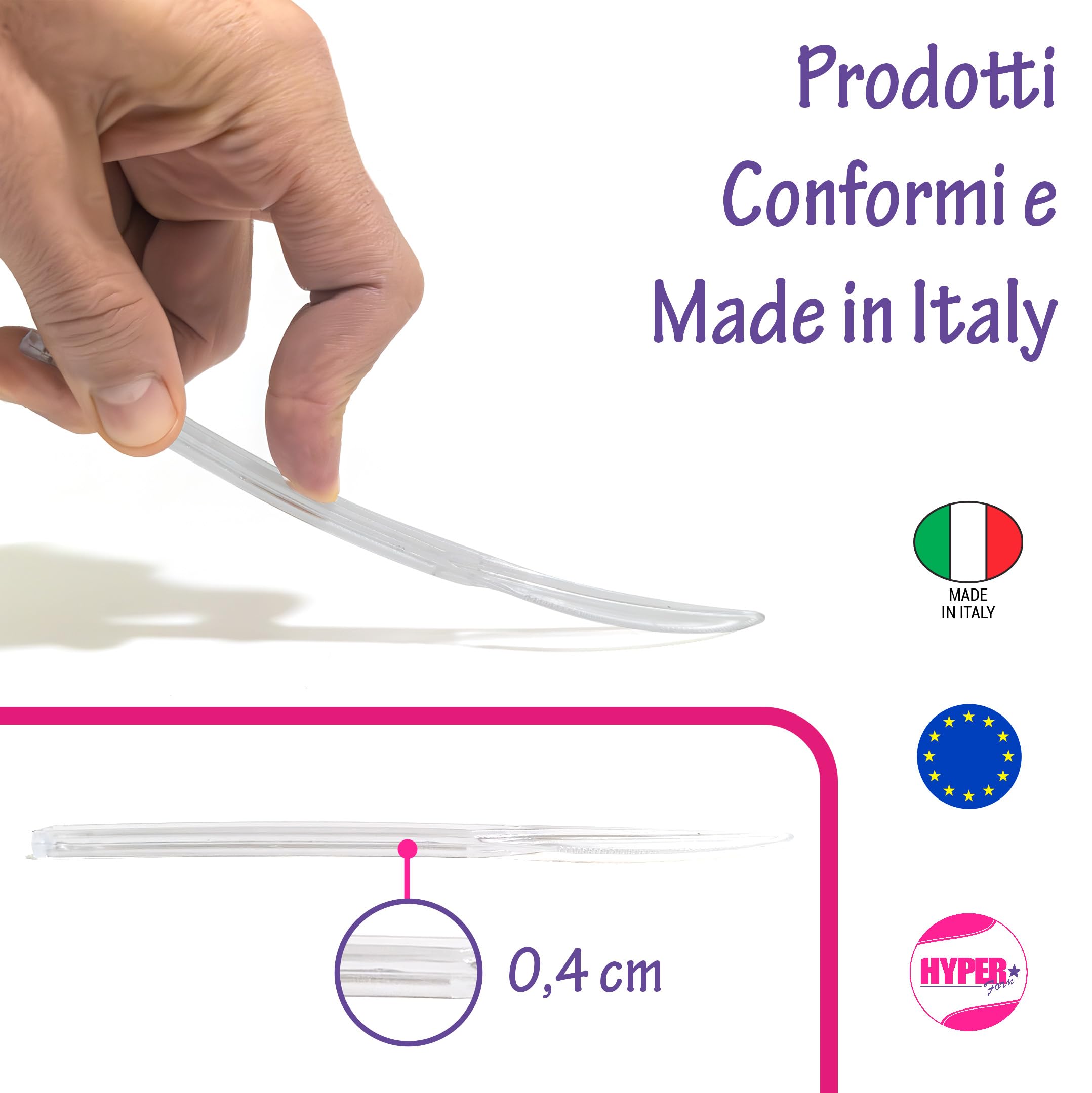 HYPER form Set Posate Riutilizzabili, Forchetta e Coltello Trasparenti con Tovagliolo, Lavabili fino a 125 Cicli, Made in Italy (100)