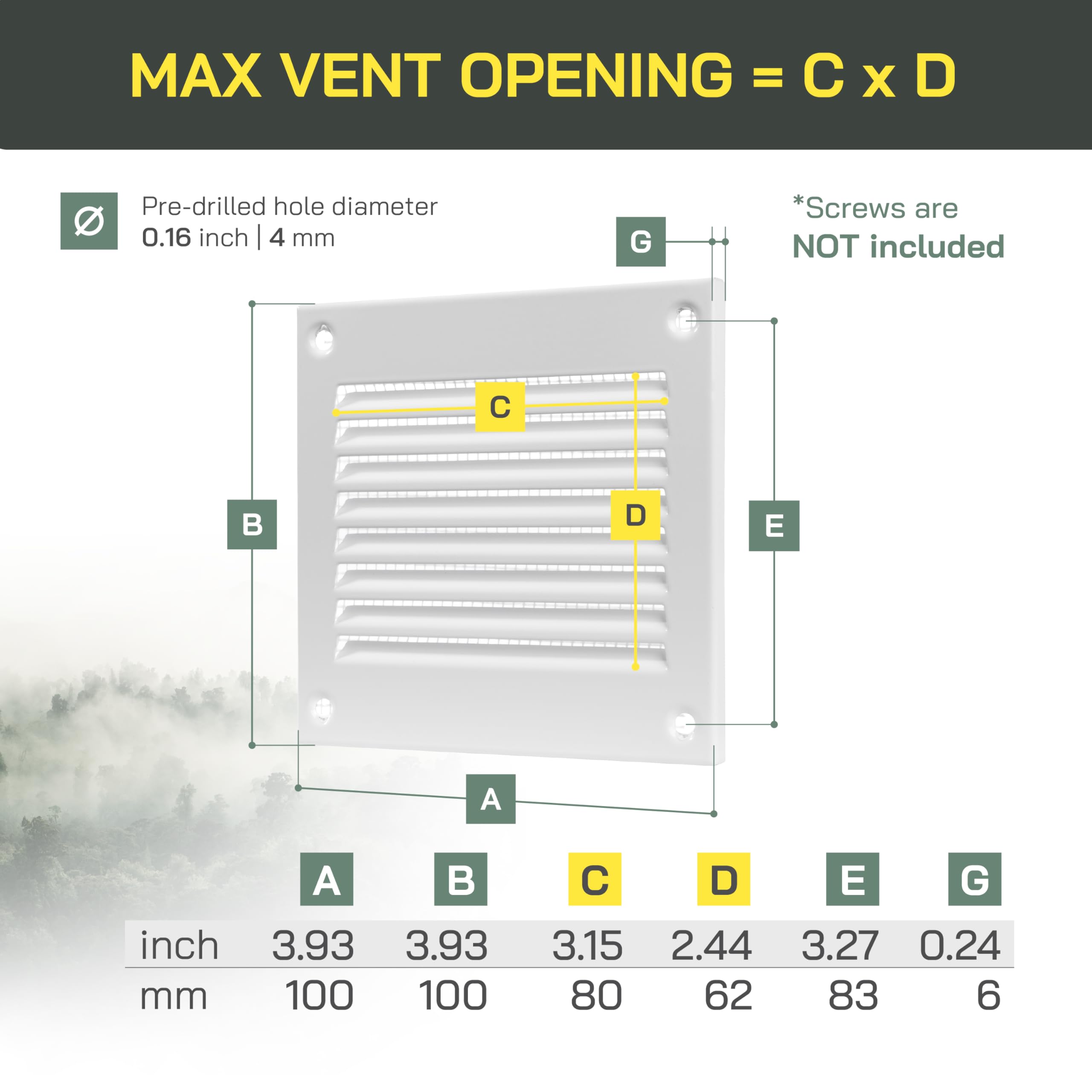 Vent Systems Griglia di ritorno dell'aria in metallo, 100 x 100 mm, con protezione contro i parassiti, copertura di ventilazione HVAC per il miglioramento della casa, 100 x 100 mm, confezione da 2