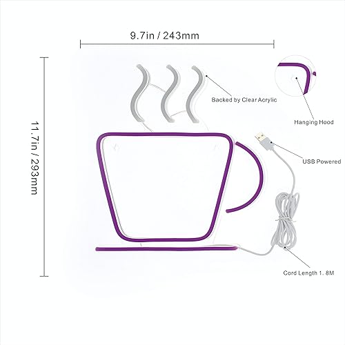 Miniatura 4 de ADVPRO Taza de café Tienda Flex Silicona LED Neon Sign Blanco y Púrpura st16s33-fnu0041-wp