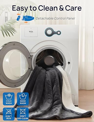 Miniatura 7 de Westinghouse Manta eléctrica con bolsillo para el pie para adultos, manta térmica de franela suave a sherpa con 6 niveles de calefacción y ajustes