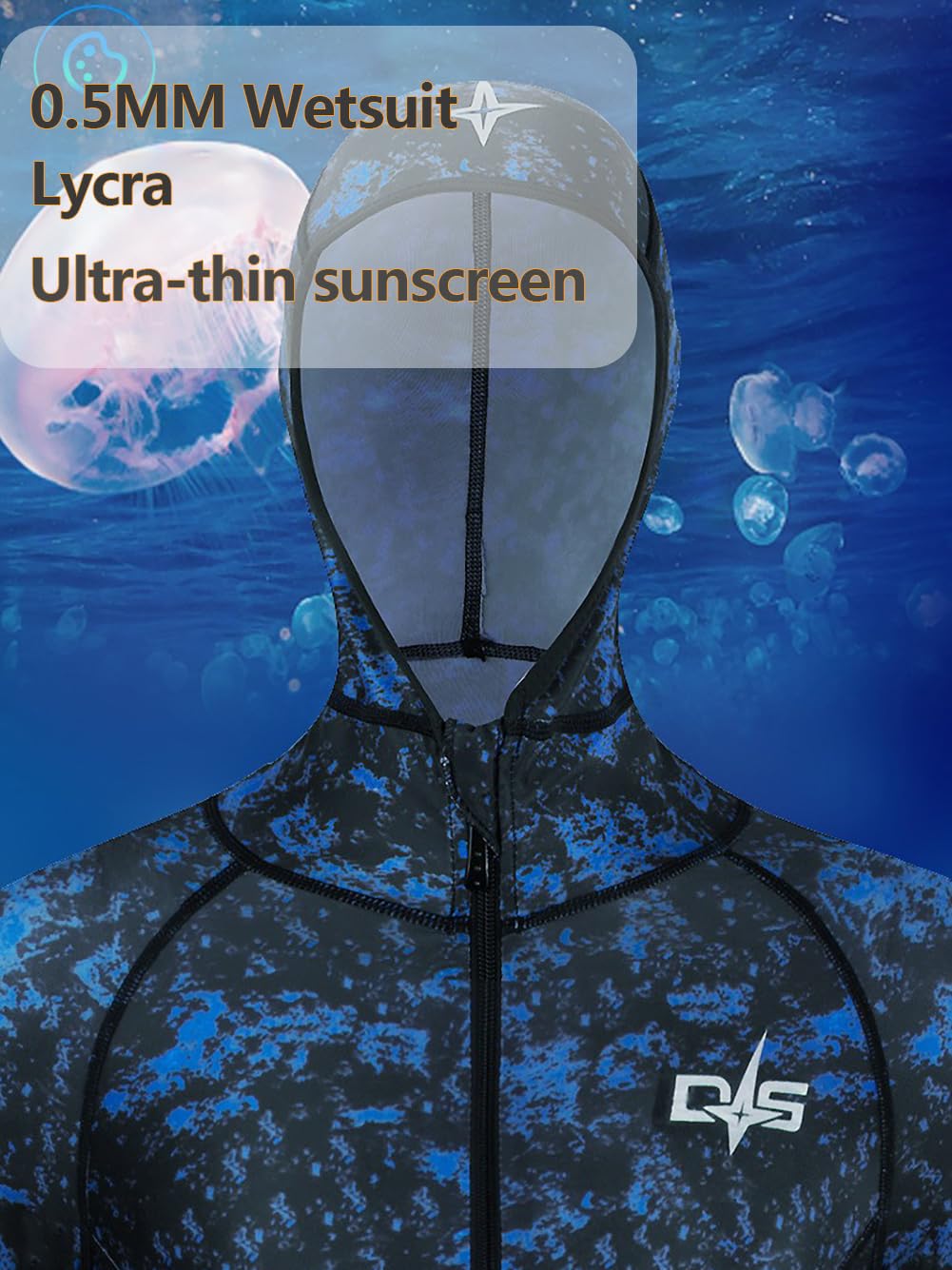 Traje De Neopreno De Cuerpo Completo Para Mujeres De 0,5 Mm, Trajes De Neopreno De Buceo Ultra Elásticos De Una Pieza Con Cremallera Delantera Con Capucha Para Snorkeling Surf Piragüismo Buceo,Men,M