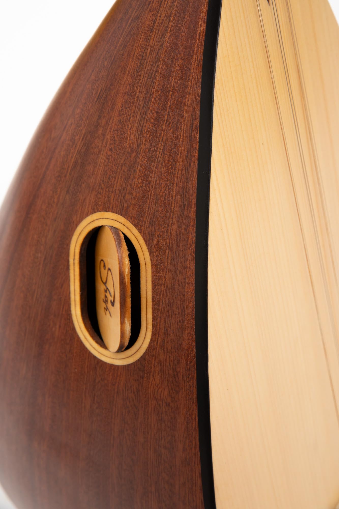 Short Neck Saz Baglama with Mahogany wood & Built-in Pickup, Rosewood pegs Hand Made instrument With picks and extra strings set - Image 4